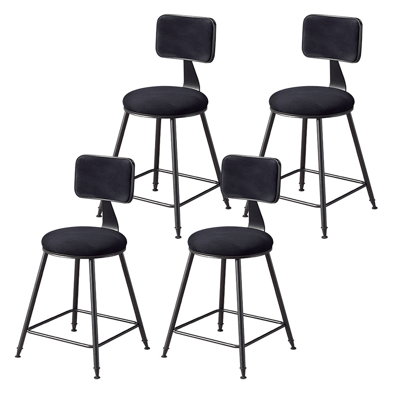 Contemporary Counter Bar Stool Backrest Velvet Bar Stool with Footrest, Iron Base Black 4 Piece Set Short Stool(18"H) Clearhalo 'Bar Furniture' 'Bar Stools' 'bar_stools' 'furn' 'furn_bar_stools' 'furniture_bar_stools' 'Kitchen & Dining Furniture' 'kitchen&dining_furn' 'kitchen' 'kitchen_furn' Furniture' 4374557