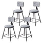 Contemporary Counter Bar Stool Backrest Velvet Bar Stool with Footrest, Iron Base Gray 4 Piece Set Short Stool(18"H) Clearhalo 'Bar Furniture' 'Bar Stools' 'bar_stools' 'furn' 'furn_bar_stools' 'furniture_bar_stools' 'Kitchen & Dining Furniture' 'kitchen&dining_furn' 'kitchen' 'kitchen_furn' Furniture' 4374560