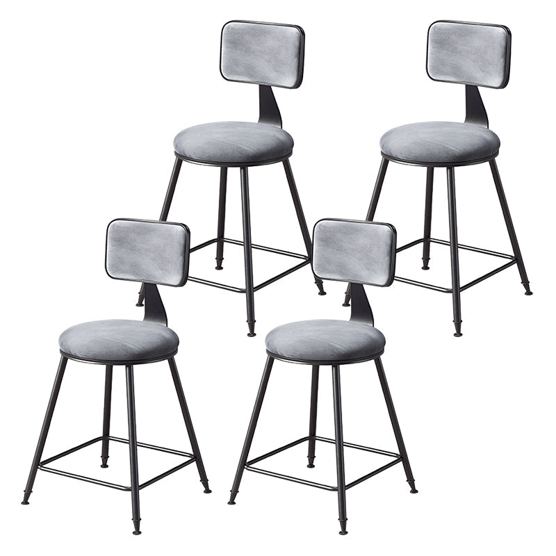 Contemporary Counter Bar Stool Backrest Velvet Bar Stool with Footrest, Iron Base Gray 4 Piece Set Short Stool(18"H) Clearhalo 'Bar Furniture' 'Bar Stools' 'bar_stools' 'furn' 'furn_bar_stools' 'furniture_bar_stools' 'Kitchen & Dining Furniture' 'kitchen&dining_furn' 'kitchen' 'kitchen_furn' Furniture' 4374560