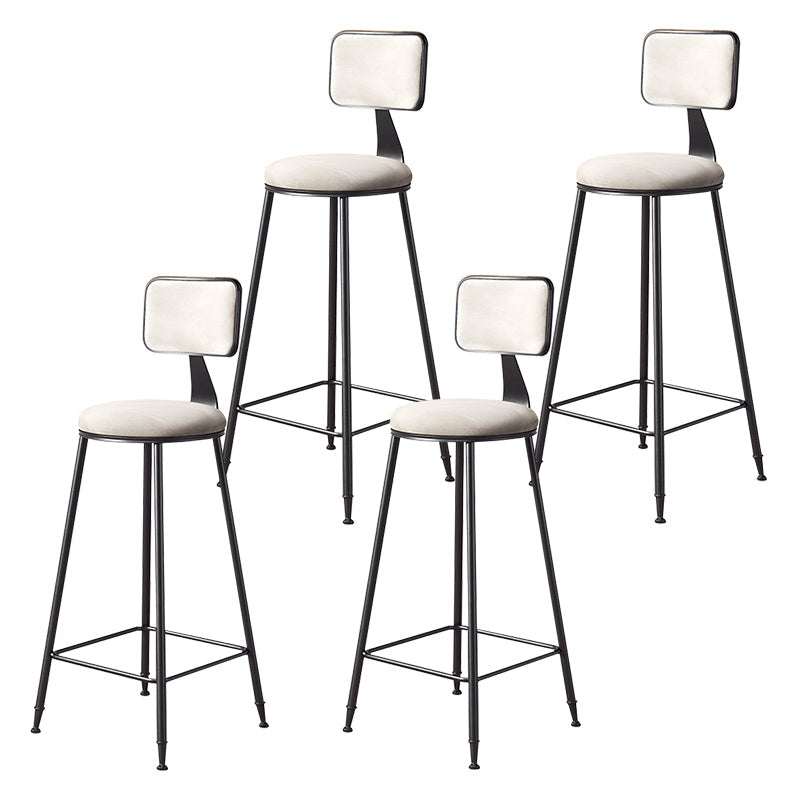 Contemporary Counter Bar Stool Backrest Velvet Bar Stool with Footrest, Iron Base Beige 4 Piece Set Clearhalo 'Bar Furniture' 'Bar Stools' 'bar_stools' 'furn' 'furn_bar_stools' 'furniture_bar_stools' 'Kitchen & Dining Furniture' 'kitchen&dining_furn' 'kitchen' 'kitchen_furn' Furniture' 4374561