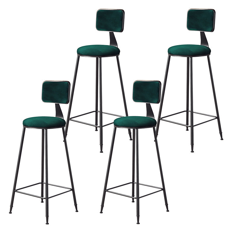 Contemporary Counter Bar Stool Backrest Velvet Bar Stool with Footrest, Iron Base Green 4 Piece Set Clearhalo 'Bar Furniture' 'Bar Stools' 'bar_stools' 'furn' 'furn_bar_stools' 'furniture_bar_stools' 'Kitchen & Dining Furniture' 'kitchen&dining_furn' 'kitchen' 'kitchen_furn' Furniture' 4374562