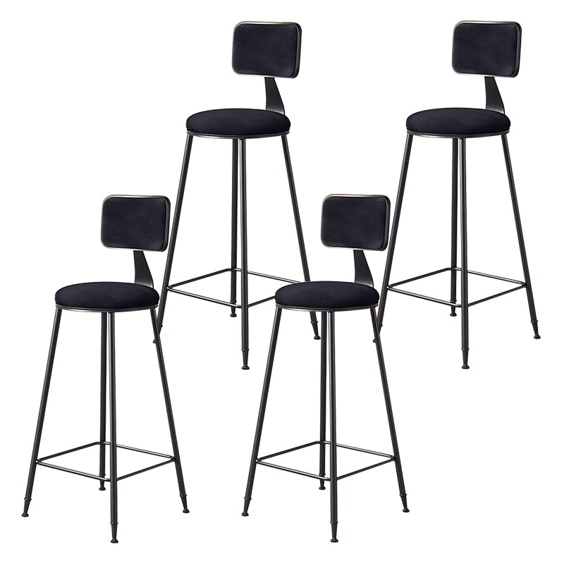 Contemporary Counter Bar Stool Backrest Velvet Bar Stool with Footrest, Iron Base Black 4 Piece Set Clearhalo 'Bar Furniture' 'Bar Stools' 'bar_stools' 'furn' 'furn_bar_stools' 'furniture_bar_stools' 'Kitchen & Dining Furniture' 'kitchen&dining_furn' 'kitchen' 'kitchen_furn' Furniture' 4374563