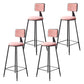 Contemporary Counter Bar Stool Backrest Velvet Bar Stool with Footrest, Iron Base Pink 4 Piece Set Clearhalo 'Bar Furniture' 'Bar Stools' 'bar_stools' 'furn' 'furn_bar_stools' 'furniture_bar_stools' 'Kitchen & Dining Furniture' 'kitchen&dining_furn' 'kitchen' 'kitchen_furn' Furniture' 4374564
