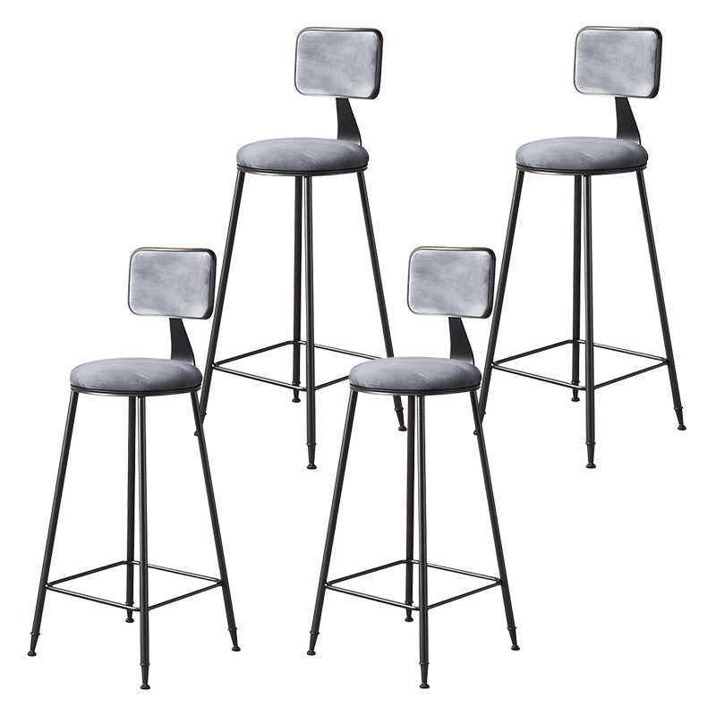 Contemporary Counter Bar Stool Backrest Velvet Bar Stool with Footrest, Iron Base Gray 4 Piece Set Clearhalo 'Bar Furniture' 'Bar Stools' 'bar_stools' 'furn' 'furn_bar_stools' 'furniture_bar_stools' 'Kitchen & Dining Furniture' 'kitchen&dining_furn' 'kitchen' 'kitchen_furn' Furniture' 4374566