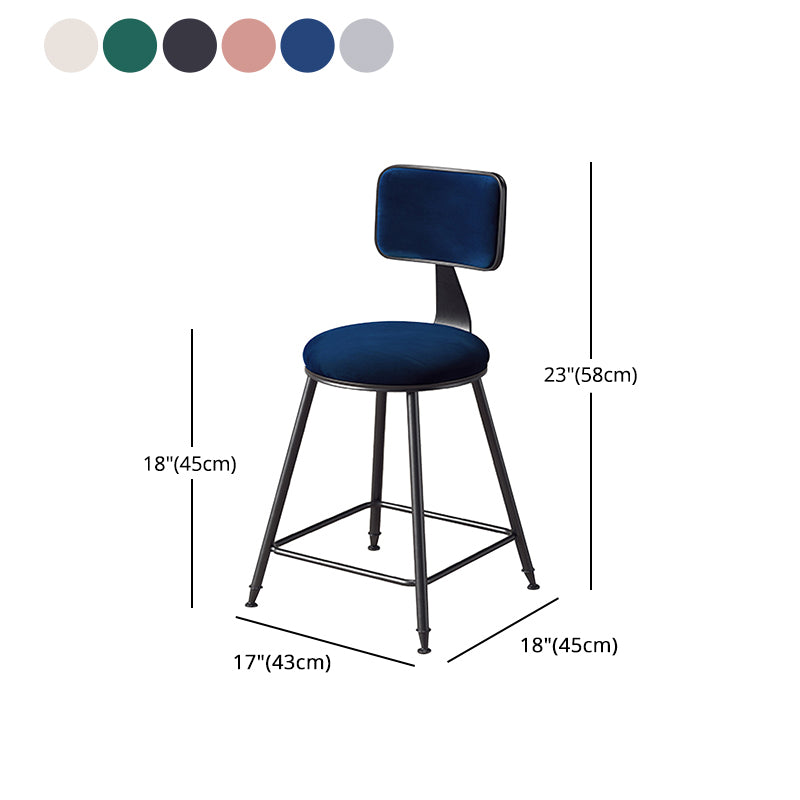 Contemporary Counter Bar Stool Backrest Velvet Bar Stool with Footrest, Iron Base Clearhalo 'Bar Furniture' 'Bar Stools' 'bar_stools' 'furn' 'furn_bar_stools' 'furniture_bar_stools' 'Kitchen & Dining Furniture' 'kitchen&dining_furn' 'kitchen' 'kitchen_furn' Furniture' 4374567
