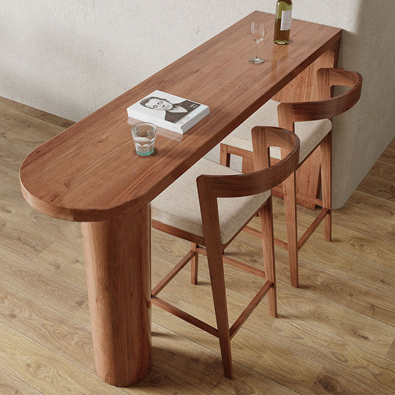 Pine Top Counter Table Wood Column Legs 42-inch Height Industrial Bar Table, Only Table Clearhalo 'Bar Furniture' 'Bar Tables' 'bar_tables' 'furn' 'furn_bar_tables' 'Furniture' 'furniture_bar_tables' 'Kitchen & Dining Furniture' 'kitchen&dining_furn' 'kitchen' 4374570