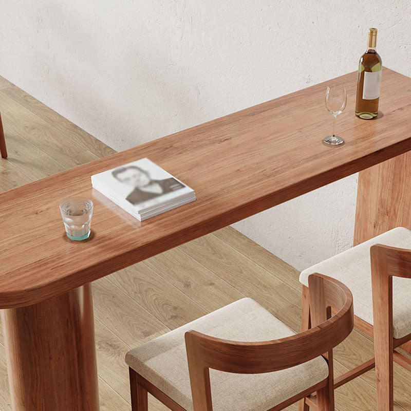 Pine Top Counter Table Wood Column Legs 42-inch Height Industrial Bar Table, Only Table Clearhalo 'Bar Furniture' 'Bar Tables' 'bar_tables' 'furn' 'furn_bar_tables' 'Furniture' 'furniture_bar_tables' 'Kitchen & Dining Furniture' 'kitchen&dining_furn' 'kitchen' 4374576