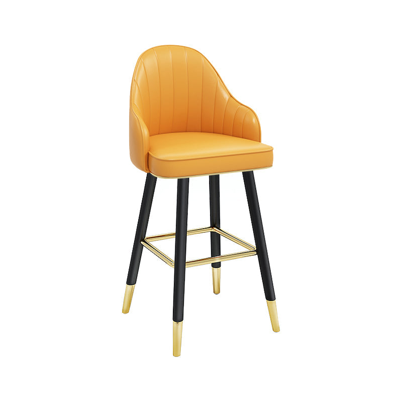 Modern Armless Backrest Counter Stool Steel Cashier Bar Stool with Leather Cushion Ginger Counter Stool(26"H) Clearhalo 'Bar Furniture' 'Bar Stools' 'bar_stools' 'furn' 'furn_bar_stools' 'furniture_bar_stools' 'Kitchen & Dining Furniture' 'kitchen&dining_furn' 'kitchen' 'kitchen_furn' Furniture' 4374585