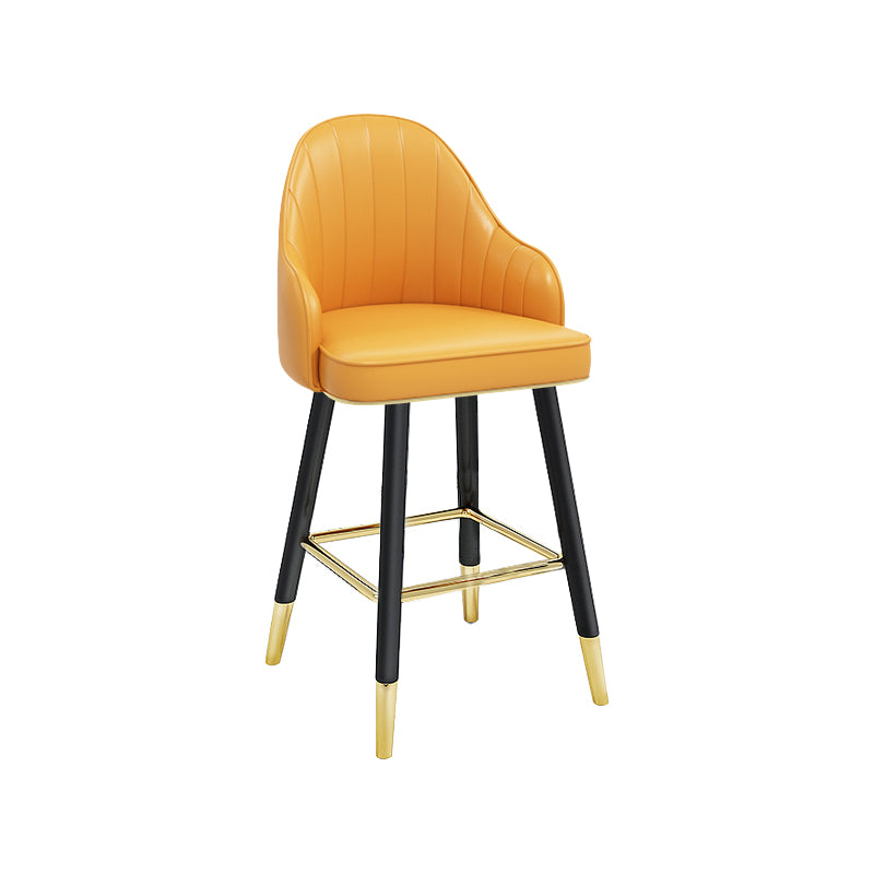 Modern Armless Backrest Counter Stool Steel Cashier Bar Stool with Leather Cushion Ginger Short Stool(22"H) Clearhalo 'Bar Furniture' 'Bar Stools' 'bar_stools' 'furn' 'furn_bar_stools' 'furniture_bar_stools' 'Kitchen & Dining Furniture' 'kitchen&dining_furn' 'kitchen' 'kitchen_furn' Furniture' 4374587