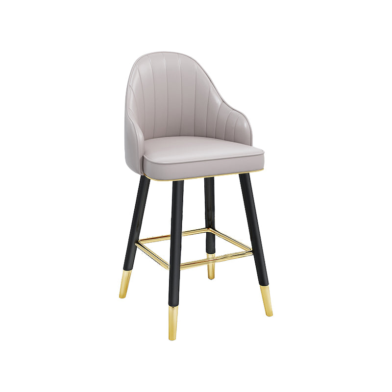 Modern Armless Backrest Counter Stool Steel Cashier Bar Stool with Leather Cushion Grey Short Stool(22"H) Clearhalo 'Bar Furniture' 'Bar Stools' 'bar_stools' 'furn' 'furn_bar_stools' 'furniture_bar_stools' 'Kitchen & Dining Furniture' 'kitchen&dining_furn' 'kitchen' 'kitchen_furn' Furniture' 4374589