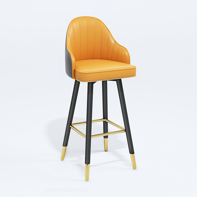 Modern Armless Backrest Counter Stool Steel Cashier Bar Stool with Leather Cushion Clearhalo 'Bar Furniture' 'Bar Stools' 'bar_stools' 'furn' 'furn_bar_stools' 'furniture_bar_stools' 'Kitchen & Dining Furniture' 'kitchen&dining_furn' 'kitchen' 'kitchen_furn' Furniture' 4374592