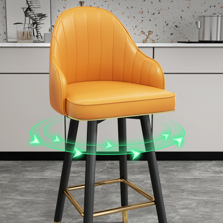Modern Armless Backrest Counter Stool Steel Cashier Bar Stool with Leather Cushion Clearhalo 'Bar Furniture' 'Bar Stools' 'bar_stools' 'furn' 'furn_bar_stools' 'furniture_bar_stools' 'Kitchen & Dining Furniture' 'kitchen&dining_furn' 'kitchen' 'kitchen_furn' Furniture' 4374594