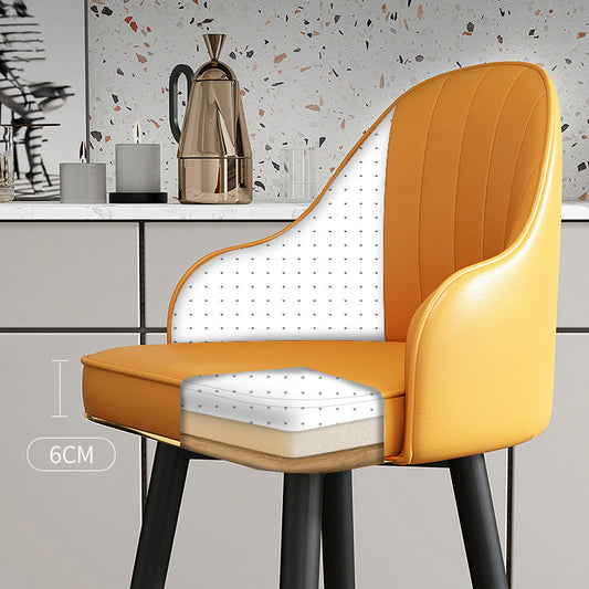 Modern Armless Backrest Counter Stool Steel Cashier Bar Stool with Leather Cushion Clearhalo 'Bar Furniture' 'Bar Stools' 'bar_stools' 'furn' 'furn_bar_stools' 'furniture_bar_stools' 'Kitchen & Dining Furniture' 'kitchen&dining_furn' 'kitchen' 'kitchen_furn' Furniture' 4374600