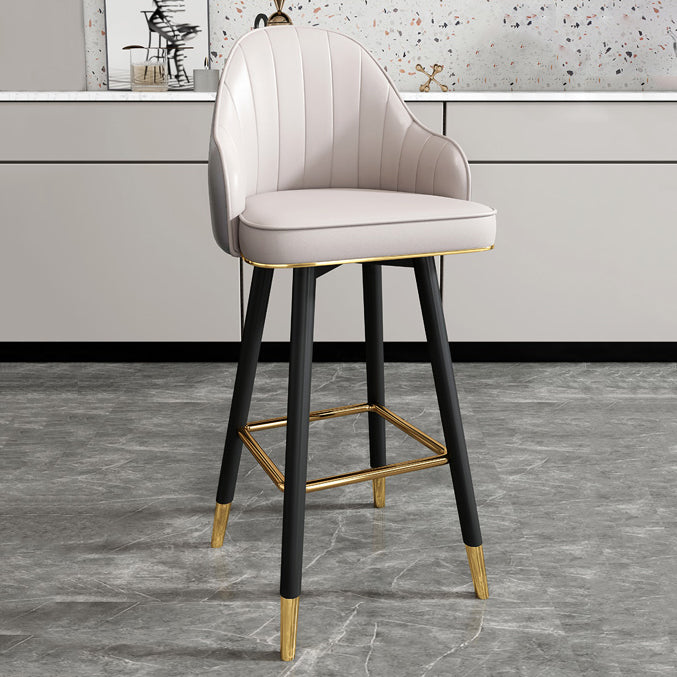 Modern Armless Backrest Counter Stool Steel Cashier Bar Stool with Leather Cushion Clearhalo 'Bar Furniture' 'Bar Stools' 'bar_stools' 'furn' 'furn_bar_stools' 'furniture_bar_stools' 'Kitchen & Dining Furniture' 'kitchen&dining_furn' 'kitchen' 'kitchen_furn' Furniture' 4374602