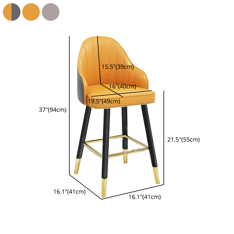 Modern Armless Backrest Counter Stool Steel Cashier Bar Stool with Leather Cushion Clearhalo 'Bar Furniture' 'Bar Stools' 'bar_stools' 'furn' 'furn_bar_stools' 'furniture_bar_stools' 'Kitchen & Dining Furniture' 'kitchen&dining_furn' 'kitchen' 'kitchen_furn' Furniture' 4374603