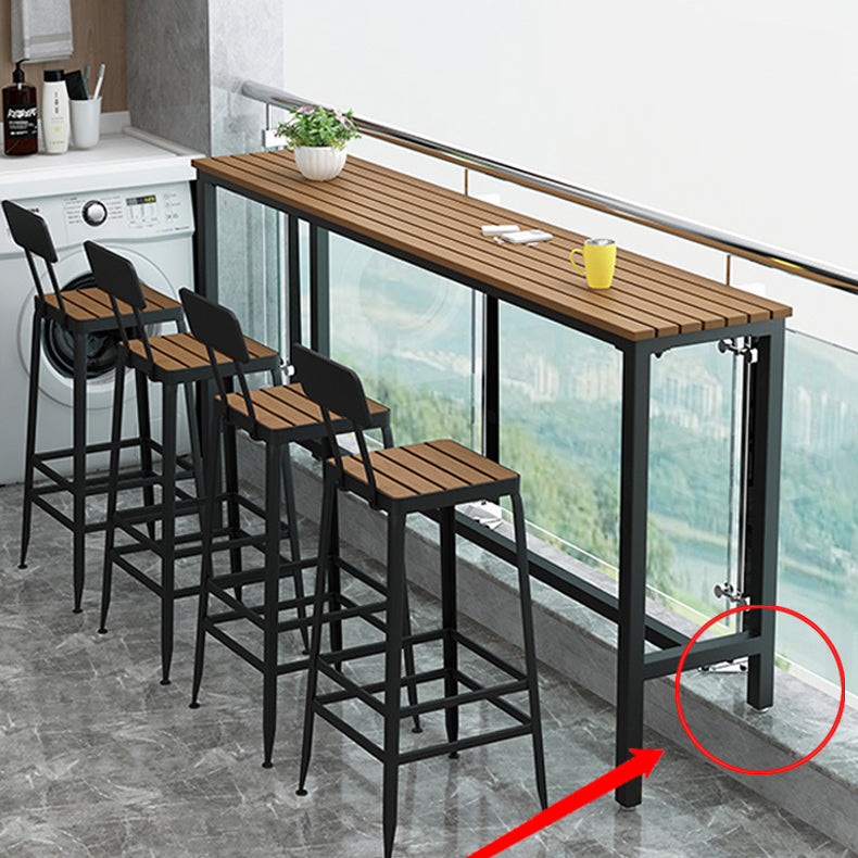 Metal Rectangle Fixed Table Bistro Bar Desk Outdoor Modern Bar Height Cocktail Table Clearhalo 'Bar Furniture' 'Bar Tables' 'bar_tables' 'furn' 'furn_bar_tables' 'Furniture' 'furniture_bar_tables' 'Kitchen & Dining Furniture' 4374609