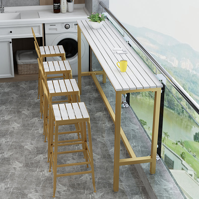 Metal Rectangle Fixed Table Bistro Bar Desk Outdoor Modern Bar Height Cocktail Table White Without Chairs Clearhalo 'Bar Furniture' 'Bar Tables' 'bar_tables' 'furn' 'furn_bar_tables' 'Furniture' 'furniture_bar_tables' 'Kitchen & Dining Furniture' 4374613
