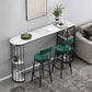White Stone Indoor Glam Bar Dining Table Iron Double Pedestal Bistro Table with Shelve 63"L x 15.7"W x 41.3"H Black Without Chairs Clearhalo 'Bar Furniture' 'Bar Tables' 'bar_tables' 'furn' 'furn_bar_tables' 'Furniture' 'furniture_bar_tables' 'Kitchen & Dining Furniture' 'kitchen&dining_furn' 'kitchen' 4374623