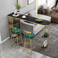 White Stone Indoor Glam Bar Dining Table Iron Double Pedestal Bistro Table with Shelve Gold-Black Without Chairs Clearhalo 'Bar Furniture' 'Bar Tables' 'bar_tables' 'furn' 'furn_bar_tables' 'Furniture' 'furniture_bar_tables' 'Kitchen & Dining Furniture' 'kitchen&dining_furn' 'kitchen' 4374628