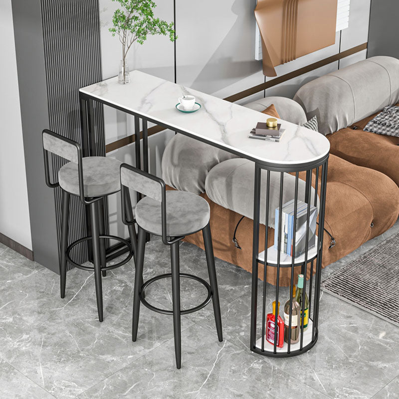 Stone Top Cocktail Table Glam Style 42-inch Height Metal Base Bar Table Clearhalo 'Bar Furniture' 'Bar Tables' 'bar_tables' 'furn' 'furn_bar_tables' 'Furniture' 'furniture_bar_tables' 'Kitchen & Dining Furniture' 'kitchen&dining_furn' 'kitchen' 4374637