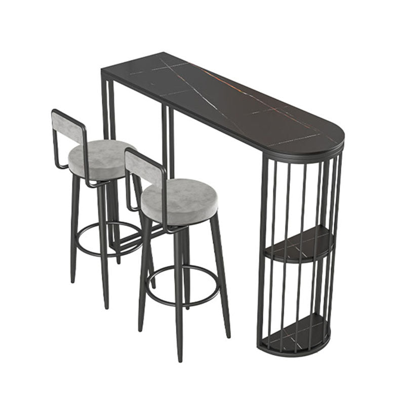 Stone Top Cocktail Table Glam Style 42-inch Height Metal Base Bar Table Clearhalo 'Bar Furniture' 'Bar Tables' 'bar_tables' 'furn' 'furn_bar_tables' 'Furniture' 'furniture_bar_tables' 'Kitchen & Dining Furniture' 'kitchen&dining_furn' 'kitchen' 4374642