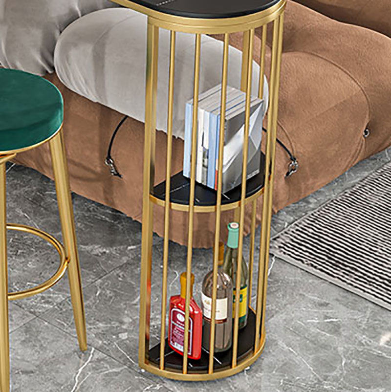 Stone Top Cocktail Table Glam Style 42-inch Height Metal Base Bar Table Clearhalo 'Bar Furniture' 'Bar Tables' 'bar_tables' 'furn' 'furn_bar_tables' 'Furniture' 'furniture_bar_tables' 'Kitchen & Dining Furniture' 'kitchen&dining_furn' 'kitchen' 4374643