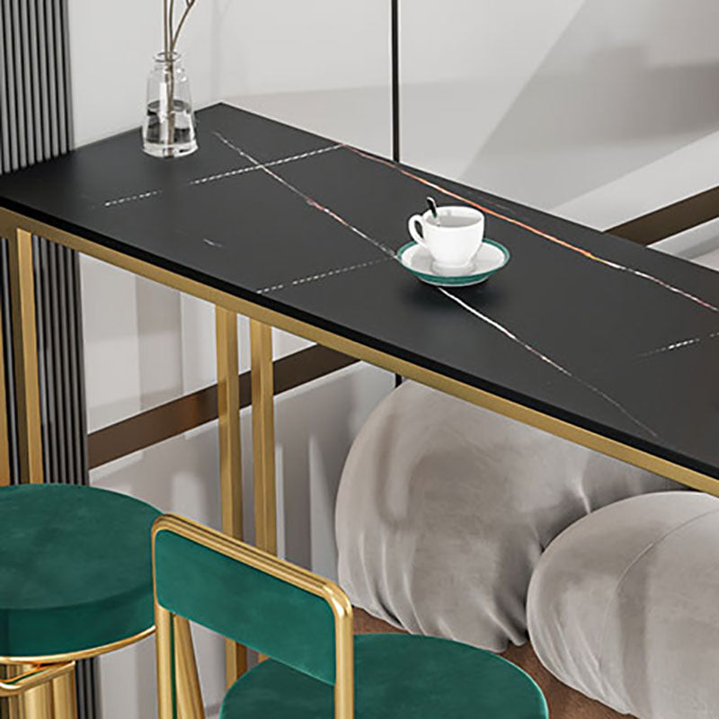 Stone Top Cocktail Table Glam Style 42-inch Height Metal Base Bar Table Clearhalo 'Bar Furniture' 'Bar Tables' 'bar_tables' 'furn' 'furn_bar_tables' 'Furniture' 'furniture_bar_tables' 'Kitchen & Dining Furniture' 'kitchen&dining_furn' 'kitchen' 4374644