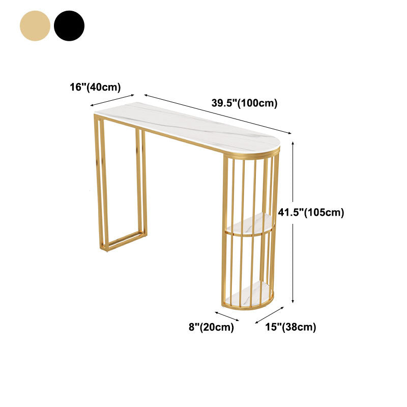Stone Top Cocktail Table Glam Style 42-inch Height Metal Base Bar Table Clearhalo 'Bar Furniture' 'Bar Tables' 'bar_tables' 'furn' 'furn_bar_tables' 'Furniture' 'furniture_bar_tables' 'Kitchen & Dining Furniture' 'kitchen&dining_furn' 'kitchen' 4374646