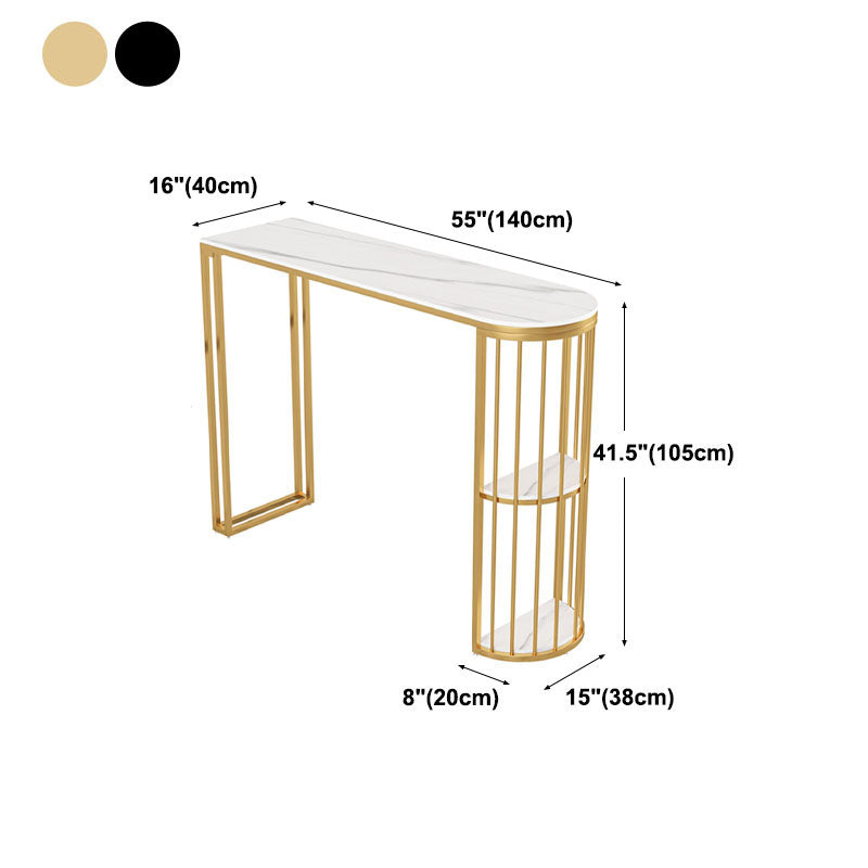 Stone Top Cocktail Table Glam Style 42-inch Height Metal Base Bar Table Clearhalo 'Bar Furniture' 'Bar Tables' 'bar_tables' 'furn' 'furn_bar_tables' 'Furniture' 'furniture_bar_tables' 'Kitchen & Dining Furniture' 'kitchen&dining_furn' 'kitchen' 4374648