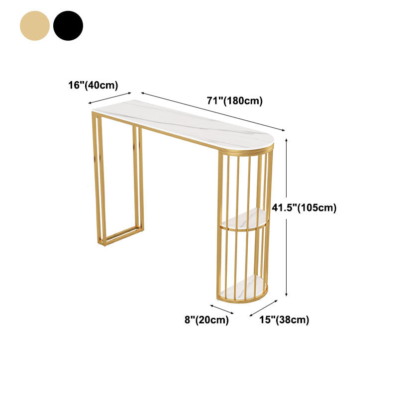 Stone Top Cocktail Table Glam Style 42-inch Height Metal Base Bar Table Clearhalo 'Bar Furniture' 'Bar Tables' 'bar_tables' 'furn' 'furn_bar_tables' 'Furniture' 'furniture_bar_tables' 'Kitchen & Dining Furniture' 'kitchen&dining_furn' 'kitchen' 4374650