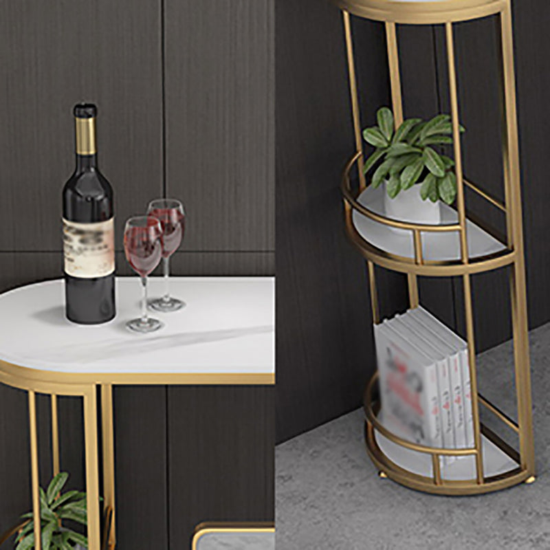 Glam White Stone Bar Dining Table Oval Indoor Bistro Table with Shelve Clearhalo 'Bar Furniture' 'Bar Tables' 'bar_tables' 'furn' 'furn_bar_tables' 'Furniture' 'furniture_bar_tables' 'Kitchen & Dining Furniture' 'kitchen&dining_furn' 'kitchen' 4374659