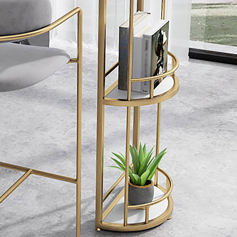 Glam White Stone Bar Dining Table Oval Indoor Bistro Table with Shelve Clearhalo 'Bar Furniture' 'Bar Tables' 'bar_tables' 'furn' 'furn_bar_tables' 'Furniture' 'furniture_bar_tables' 'Kitchen & Dining Furniture' 'kitchen&dining_furn' 'kitchen' 4374660