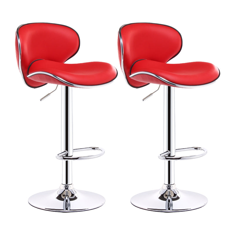 Swivel Modern PU Leather Bar Stools Adjustable Height Backrest Counter Chair Red 2 Piece Set Clearhalo 'Bar Furniture' 'Bar Stools' 'bar_stools' 'furn' 'furn_bar_stools' 'furniture_bar_stools' 'Kitchen & Dining Furniture' 'kitchen&dining_furn' 'kitchen' 'kitchen_furn' Furniture' 4374693