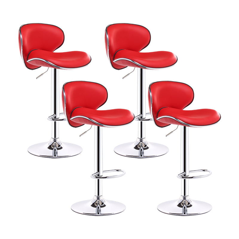 Swivel Modern PU Leather Bar Stools Adjustable Height Backrest Counter Chair Red 4 Piece Set Clearhalo 'Bar Furniture' 'Bar Stools' 'bar_stools' 'furn' 'furn_bar_stools' 'furniture_bar_stools' 'Kitchen & Dining Furniture' 'kitchen&dining_furn' 'kitchen' 'kitchen_furn' Furniture' 4374695