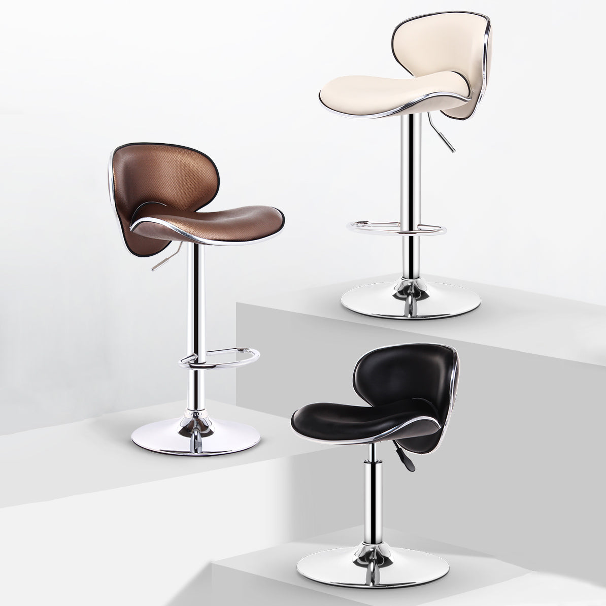 Swivel Modern PU Leather Bar Stools Adjustable Height Backrest Counter Chair Clearhalo 'Bar Furniture' 'Bar Stools' 'bar_stools' 'furn' 'furn_bar_stools' 'furniture_bar_stools' 'Kitchen & Dining Furniture' 'kitchen&dining_furn' 'kitchen' 'kitchen_furn' Furniture' 4374696
