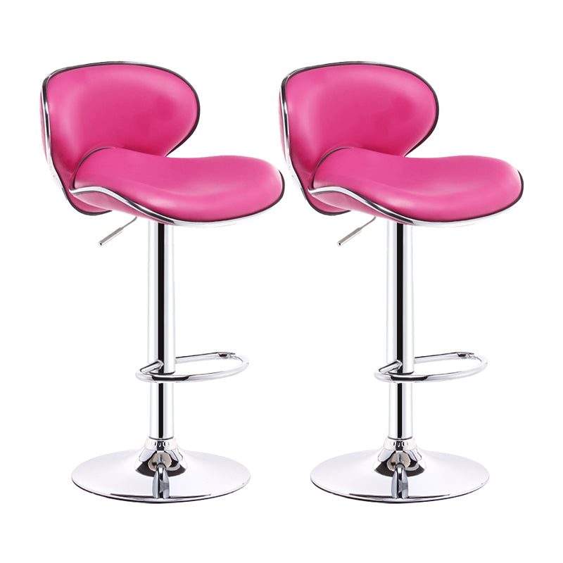 Swivel Modern PU Leather Bar Stools Adjustable Height Backrest Counter Chair Rose Red 2 Piece Set Clearhalo 'Bar Furniture' 'Bar Stools' 'bar_stools' 'furn' 'furn_bar_stools' 'furniture_bar_stools' 'Kitchen & Dining Furniture' 'kitchen&dining_furn' 'kitchen' 'kitchen_furn' Furniture' 4374706