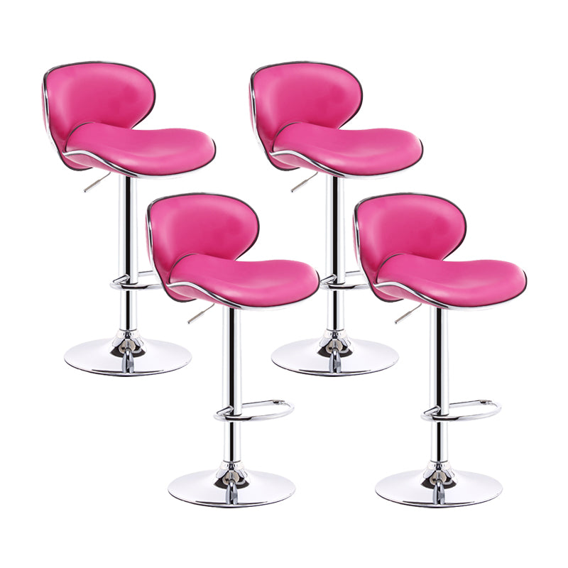 Swivel Modern PU Leather Bar Stools Adjustable Height Backrest Counter Chair Rose Red 4 Piece Set Clearhalo 'Bar Furniture' 'Bar Stools' 'bar_stools' 'furn' 'furn_bar_stools' 'furniture_bar_stools' 'Kitchen & Dining Furniture' 'kitchen&dining_furn' 'kitchen' 'kitchen_furn' Furniture' 4374707
