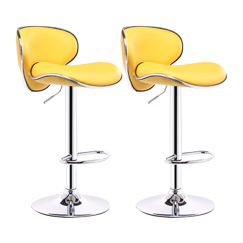 Swivel Modern PU Leather Bar Stools Adjustable Height Backrest Counter Chair Yellow 2 Piece Set Clearhalo 'Bar Furniture' 'Bar Stools' 'bar_stools' 'furn' 'furn_bar_stools' 'furniture_bar_stools' 'Kitchen & Dining Furniture' 'kitchen&dining_furn' 'kitchen' 'kitchen_furn' Furniture' 4374709