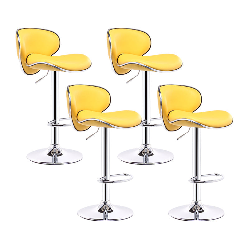 Swivel Modern PU Leather Bar Stools Adjustable Height Backrest Counter Chair Yellow 4 Piece Set Clearhalo 'Bar Furniture' 'Bar Stools' 'bar_stools' 'furn' 'furn_bar_stools' 'furniture_bar_stools' 'Kitchen & Dining Furniture' 'kitchen&dining_furn' 'kitchen' 'kitchen_furn' Furniture' 4374710