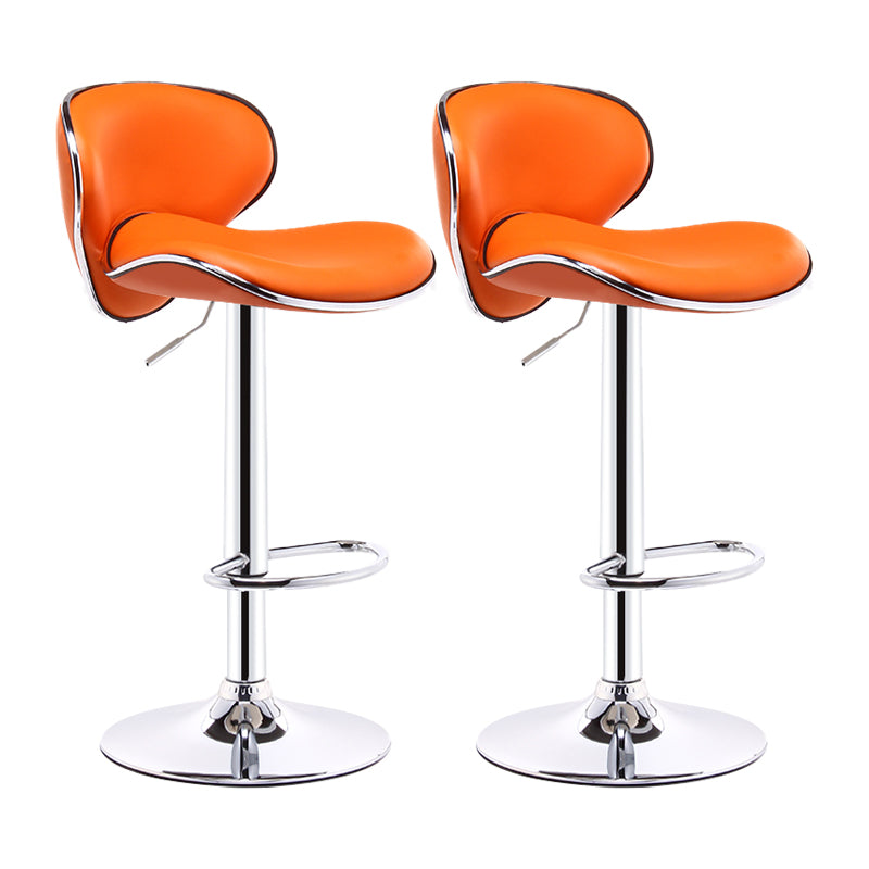 Swivel Modern PU Leather Bar Stools Adjustable Height Backrest Counter Chair Orange 2 Piece Set Clearhalo 'Bar Furniture' 'Bar Stools' 'bar_stools' 'furn' 'furn_bar_stools' 'furniture_bar_stools' 'Kitchen & Dining Furniture' 'kitchen&dining_furn' 'kitchen' 'kitchen_furn' Furniture' 4374712