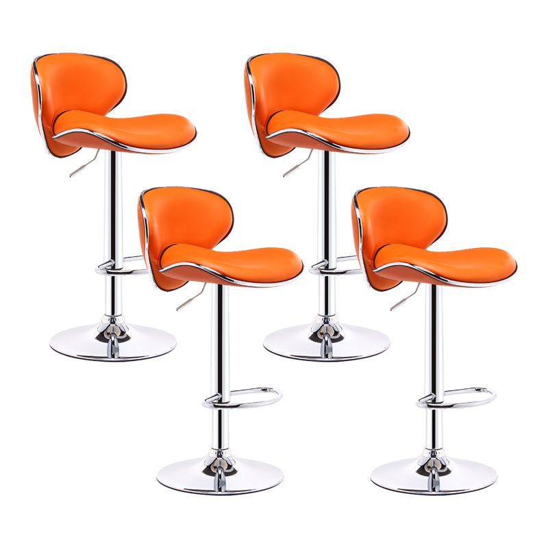 Swivel Modern PU Leather Bar Stools Adjustable Height Backrest Counter Chair Orange 4 Piece Set Clearhalo 'Bar Furniture' 'Bar Stools' 'bar_stools' 'furn' 'furn_bar_stools' 'furniture_bar_stools' 'Kitchen & Dining Furniture' 'kitchen&dining_furn' 'kitchen' 'kitchen_furn' Furniture' 4374713