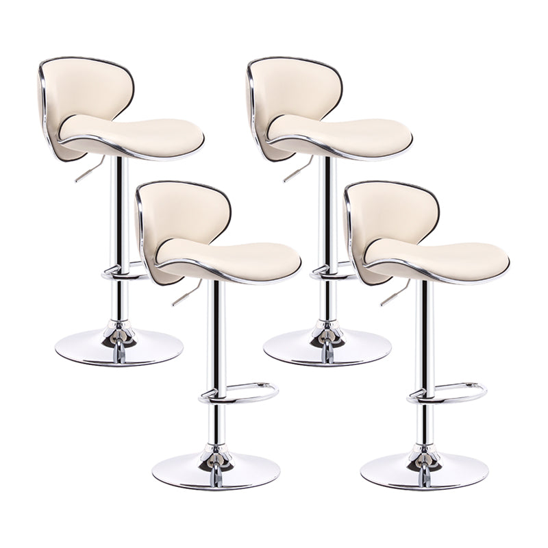 Swivel Modern PU Leather Bar Stools Adjustable Height Backrest Counter Chair Beige 4 Piece Set Clearhalo 'Bar Furniture' 'Bar Stools' 'bar_stools' 'furn' 'furn_bar_stools' 'furniture_bar_stools' 'Kitchen & Dining Furniture' 'kitchen&dining_furn' 'kitchen' 'kitchen_furn' Furniture' 4374715