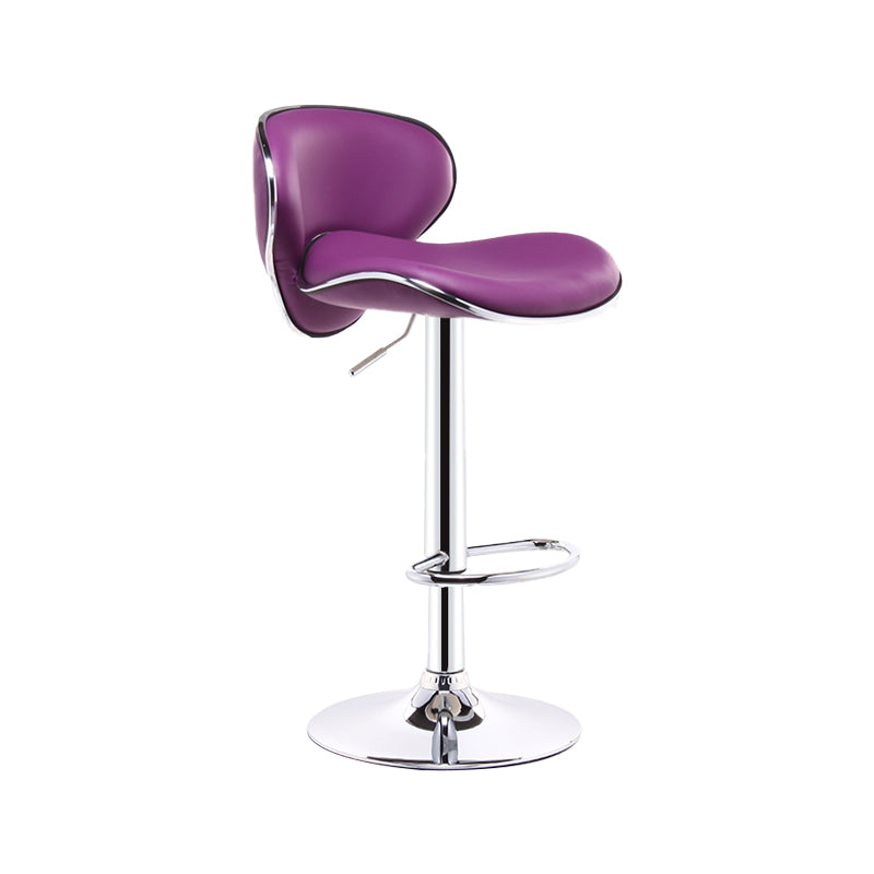 Swivel Modern PU Leather Bar Stools Adjustable Height Backrest Counter Chair Purple 1 Piece Clearhalo 'Bar Furniture' 'Bar Stools' 'bar_stools' 'furn' 'furn_bar_stools' 'furniture_bar_stools' 'Kitchen & Dining Furniture' 'kitchen&dining_furn' 'kitchen' 'kitchen_furn' Furniture' 4374716
