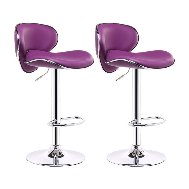 Swivel Modern PU Leather Bar Stools Adjustable Height Backrest Counter Chair Purple 2 Piece Set Clearhalo 'Bar Furniture' 'Bar Stools' 'bar_stools' 'furn' 'furn_bar_stools' 'furniture_bar_stools' 'Kitchen & Dining Furniture' 'kitchen&dining_furn' 'kitchen' 'kitchen_furn' Furniture' 4374717