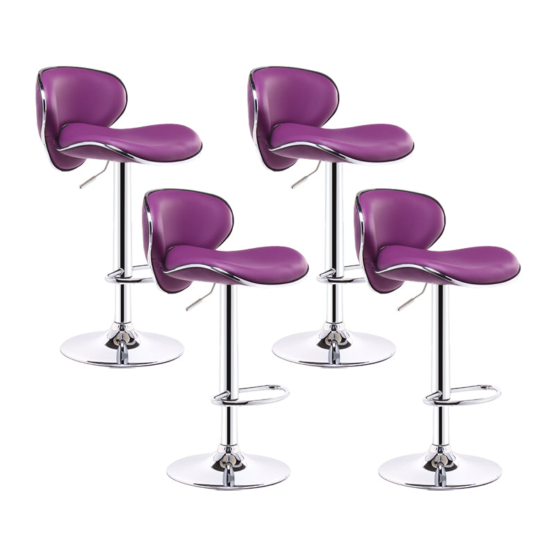 Swivel Modern PU Leather Bar Stools Adjustable Height Backrest Counter Chair Purple 4 Piece Set Clearhalo 'Bar Furniture' 'Bar Stools' 'bar_stools' 'furn' 'furn_bar_stools' 'furniture_bar_stools' 'Kitchen & Dining Furniture' 'kitchen&dining_furn' 'kitchen' 'kitchen_furn' Furniture' 4374718