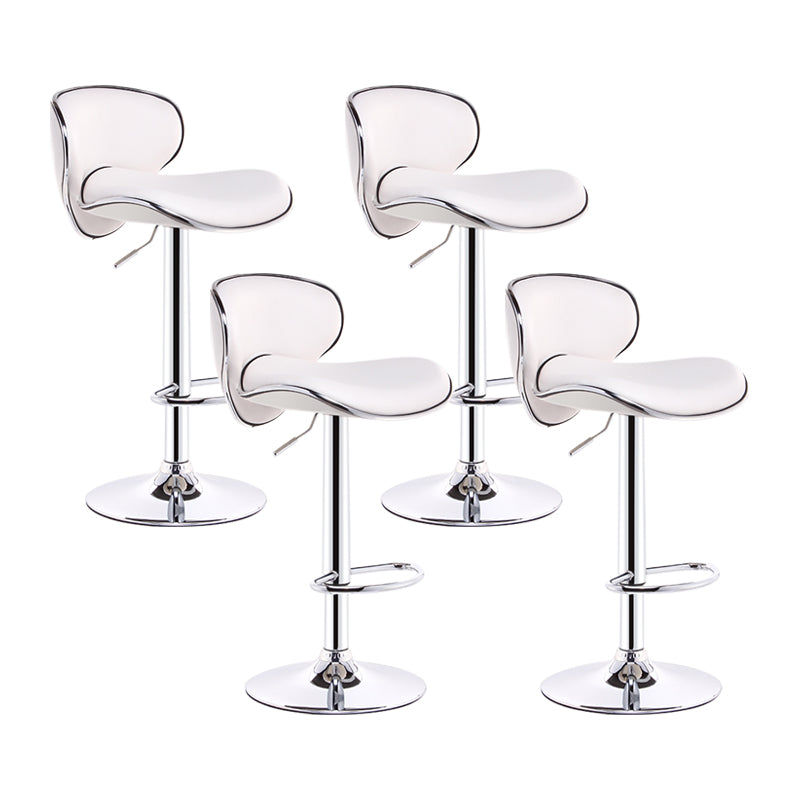 Swivel Modern PU Leather Bar Stools Adjustable Height Backrest Counter Chair White 4 Piece Set Clearhalo 'Bar Furniture' 'Bar Stools' 'bar_stools' 'furn' 'furn_bar_stools' 'furniture_bar_stools' 'Kitchen & Dining Furniture' 'kitchen&dining_furn' 'kitchen' 'kitchen_furn' Furniture' 4374721
