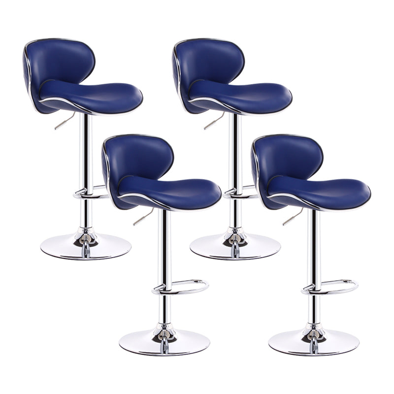 Swivel Modern PU Leather Bar Stools Adjustable Height Backrest Counter Chair Royal Blue 4 Piece Set Clearhalo 'Bar Furniture' 'Bar Stools' 'bar_stools' 'furn' 'furn_bar_stools' 'furniture_bar_stools' 'Kitchen & Dining Furniture' 'kitchen&dining_furn' 'kitchen' 'kitchen_furn' Furniture' 4374724