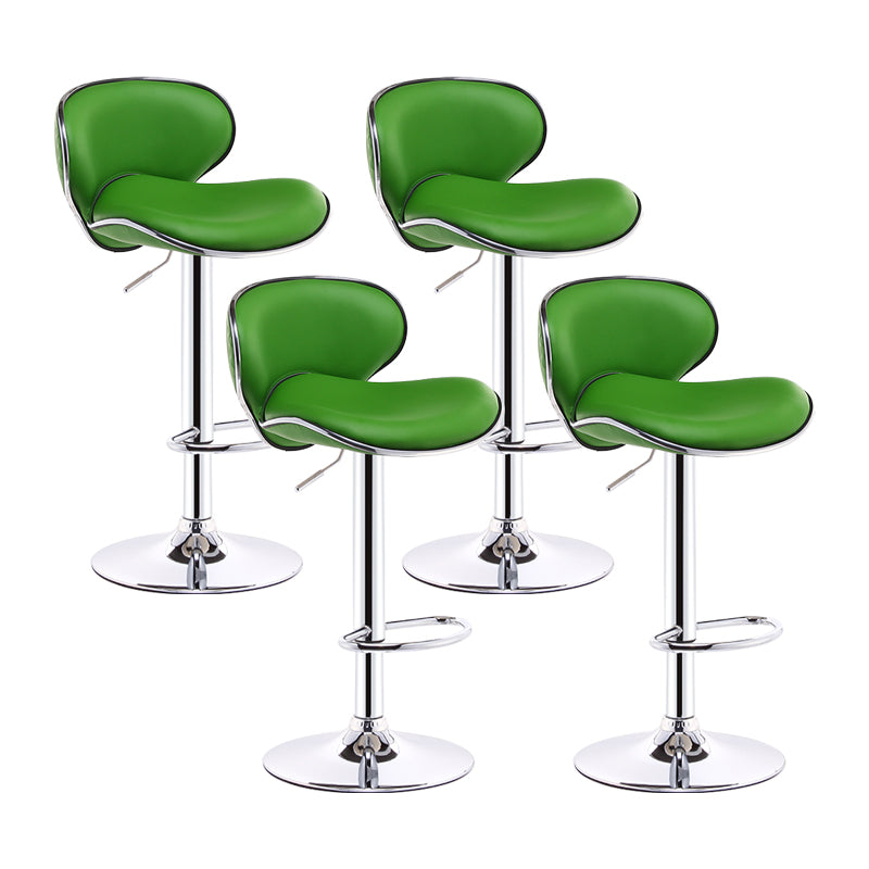 Swivel Modern PU Leather Bar Stools Adjustable Height Backrest Counter Chair Green 4 Piece Set Clearhalo 'Bar Furniture' 'Bar Stools' 'bar_stools' 'furn' 'furn_bar_stools' 'furniture_bar_stools' 'Kitchen & Dining Furniture' 'kitchen&dining_furn' 'kitchen' 'kitchen_furn' Furniture' 4374727