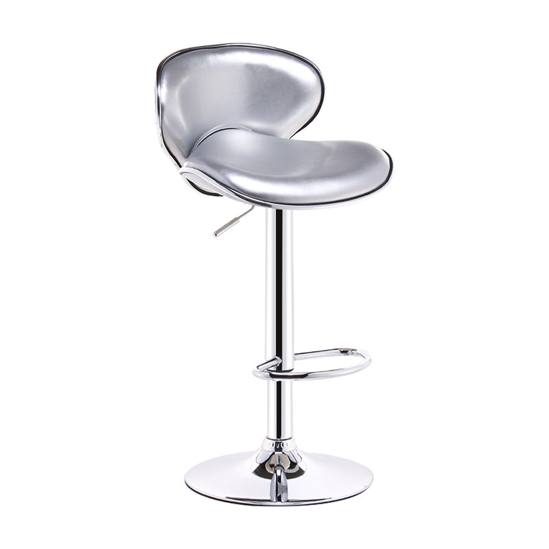 Swivel Modern PU Leather Bar Stools Adjustable Height Backrest Counter Chair Silver 1 Piece Clearhalo 'Bar Furniture' 'Bar Stools' 'bar_stools' 'furn' 'furn_bar_stools' 'furniture_bar_stools' 'Kitchen & Dining Furniture' 'kitchen&dining_furn' 'kitchen' 'kitchen_furn' Furniture' 4374728