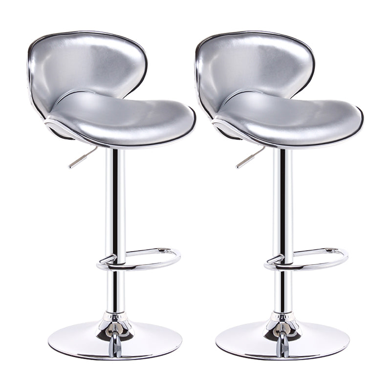 Swivel Modern PU Leather Bar Stools Adjustable Height Backrest Counter Chair Silver 2 Piece Set Clearhalo 'Bar Furniture' 'Bar Stools' 'bar_stools' 'furn' 'furn_bar_stools' 'furniture_bar_stools' 'Kitchen & Dining Furniture' 'kitchen&dining_furn' 'kitchen' 'kitchen_furn' Furniture' 4374729